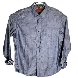 Robert Graham Men's Classic Fit Long Sleeve Flip Cuff Button Up Shirt Gray XL